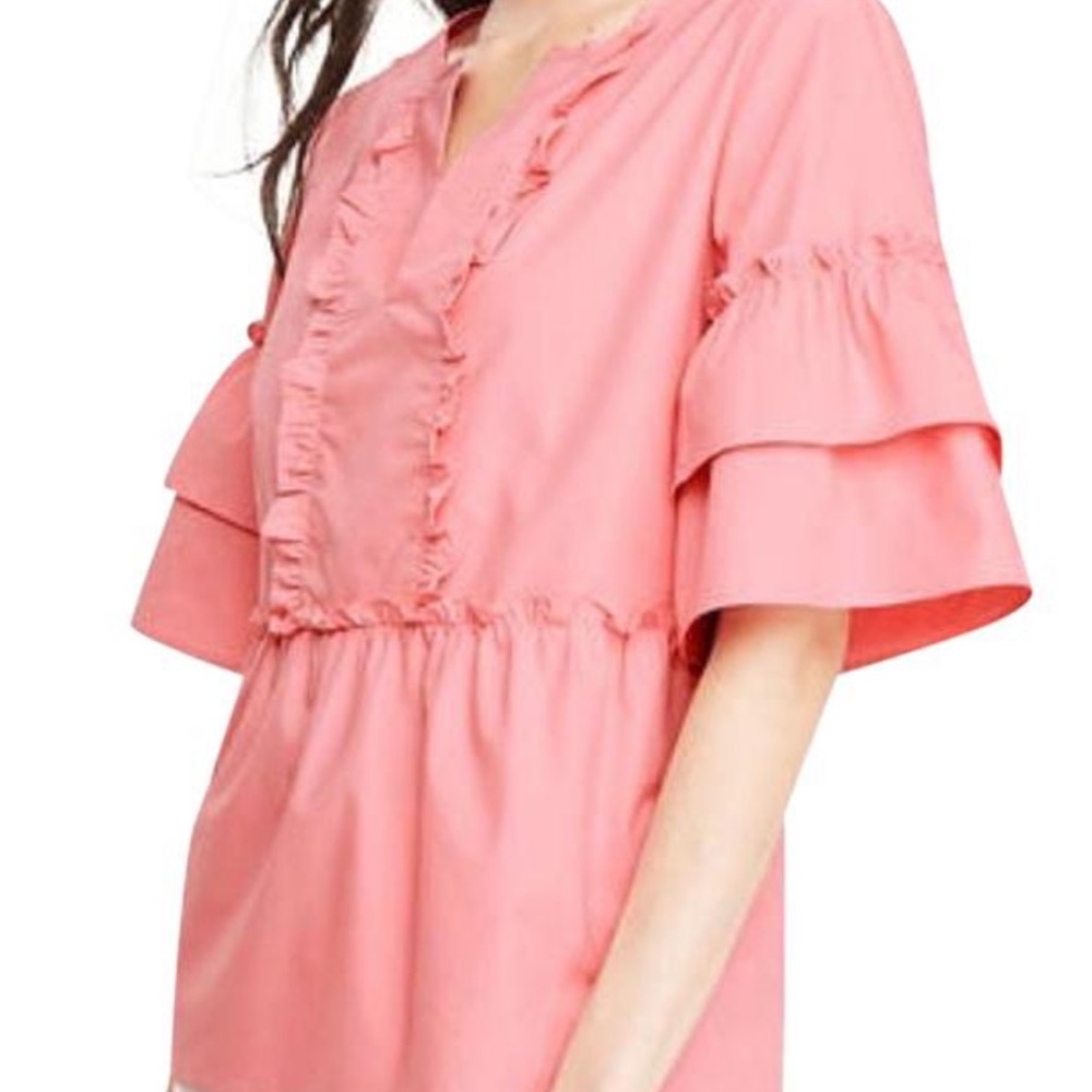Nwt ANN TAYLOR Poplin Ruffle Top - Picture 3 of 8